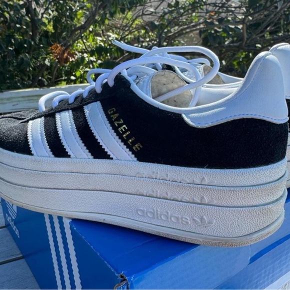 Adidas Gazelle BOLD Black and White Platform Size 8.5w/7m - Picture 5 of 8